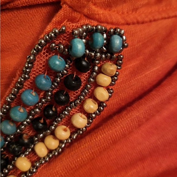 I.N. Studio Orange Beaded Short Sleeve Top - Picture 6 of 6